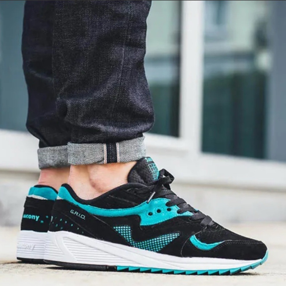 Saucony GRID 8000 Black Aquamarine Sneakers S70223-1 Mens 5 Womens 6.5